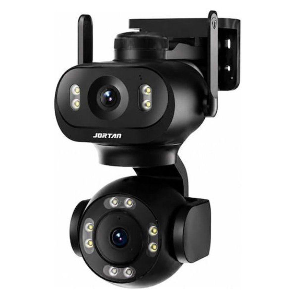 Camera de Supraveghere JORTAN JT-9680, Dual, Black WiFi, PTZ 355°, Alarma, IP66, 6 MP, HD 1920x1080, Difuzor, Microfon, NightVision + Card 32GB