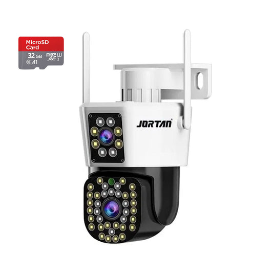 Camera de Supraveghere JORTAN, JT-8293, WiFi, Dual, PTZ 355°, 2 Lentile, IP66, Audio Bidierctional + Card 32GB