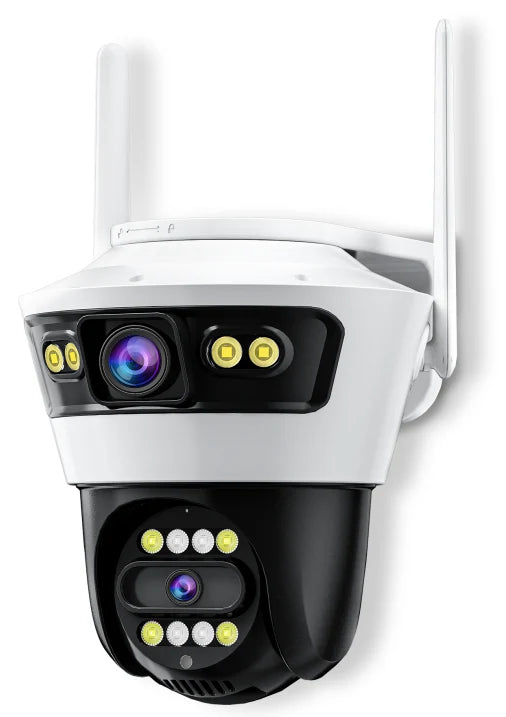 Camera de Supraveghere cu 2 Lentile, PTZ 355°, Jortan JT-4, WiFi, IP66, HD, 6 MP, 1920 x 1080 pixeli ,Aplicatie Yoosee + Card 32GB CADOU