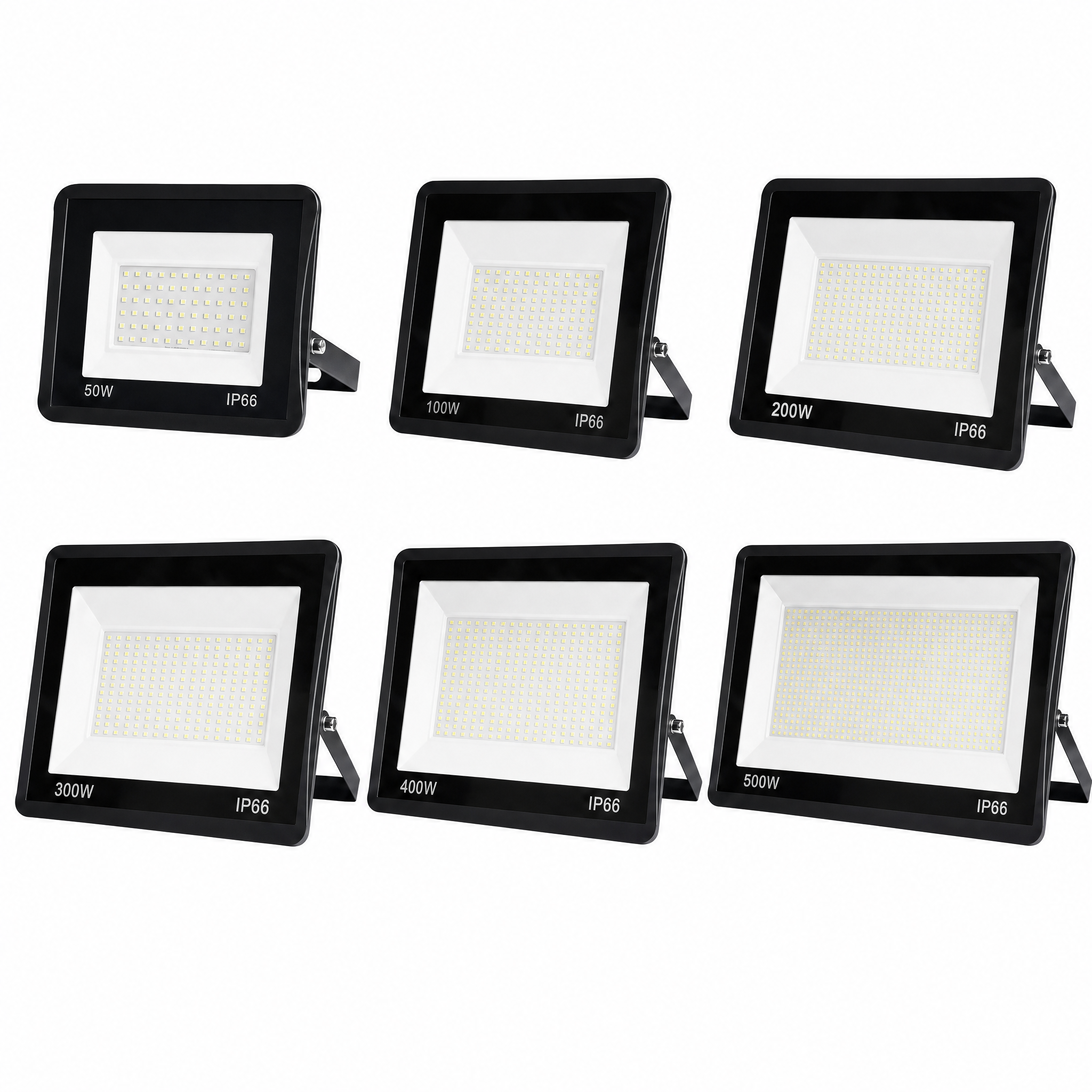 Proiector LED JORTAN Exterior 50W/100W/200W/300W/400W/500W/600W, Alimentare 230V, Lumina Calda, Carcasa Aluminiu + Sticla, IP66